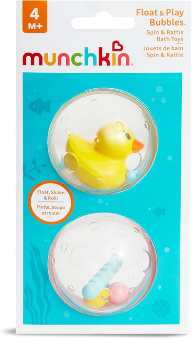 Munchkin Bath Float and Play Bubble Balls - 4 Count Pack - Sensory Bath Toys