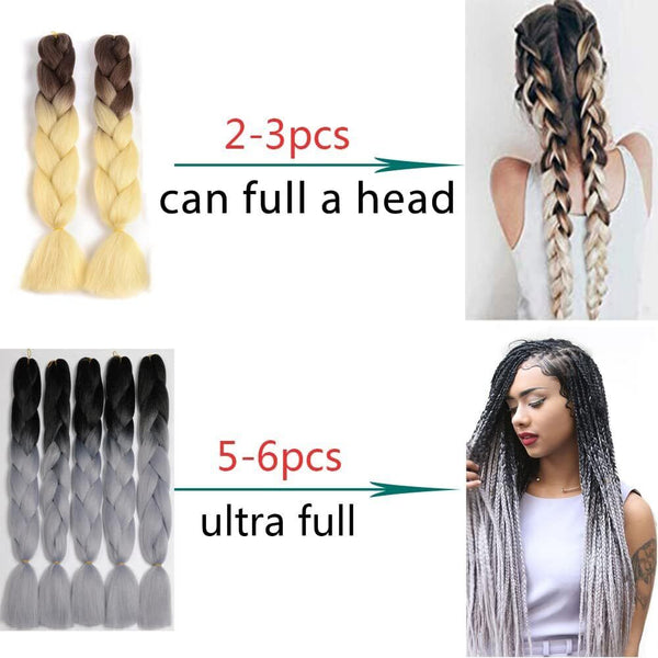 5 Packs Ombre Jumbo Braid Hair Extension Black/Rosy Kanekalon  African Braid 24"