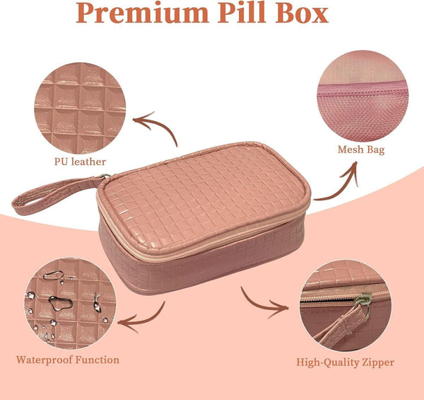 Shudyear Weekly Pill Organizer, 7-Day AM/PM Case, Coffee