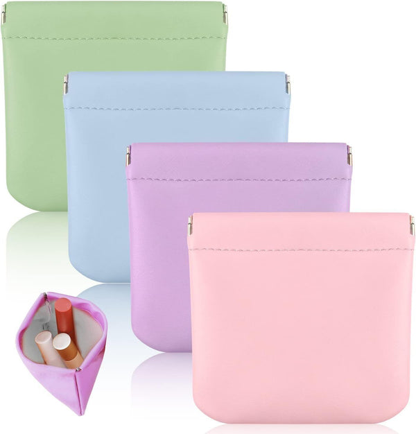 4-Pack Pocket Cosmetic Bags - Waterproof Lambskin, Mini Travel Makeup