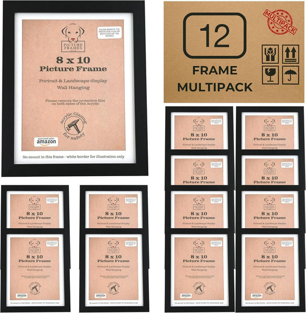 10x8 Photo Frames 12-Pack Black 8x10 Inch Picture Frames