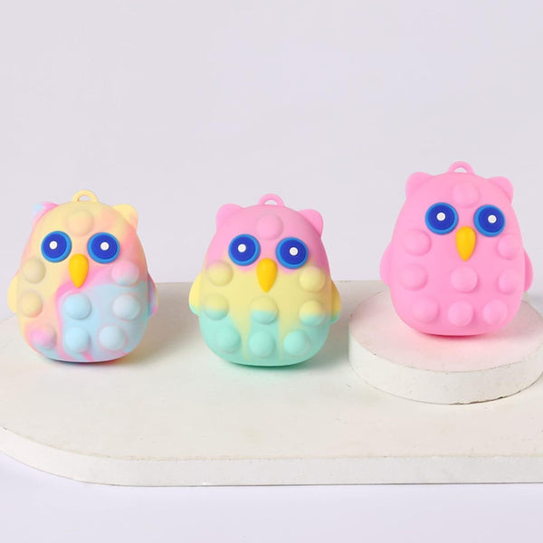 WSNDM 5PCS Rainbow Gradient Owl 3D Sensory Stress Balls, Silicone Fidget Toys