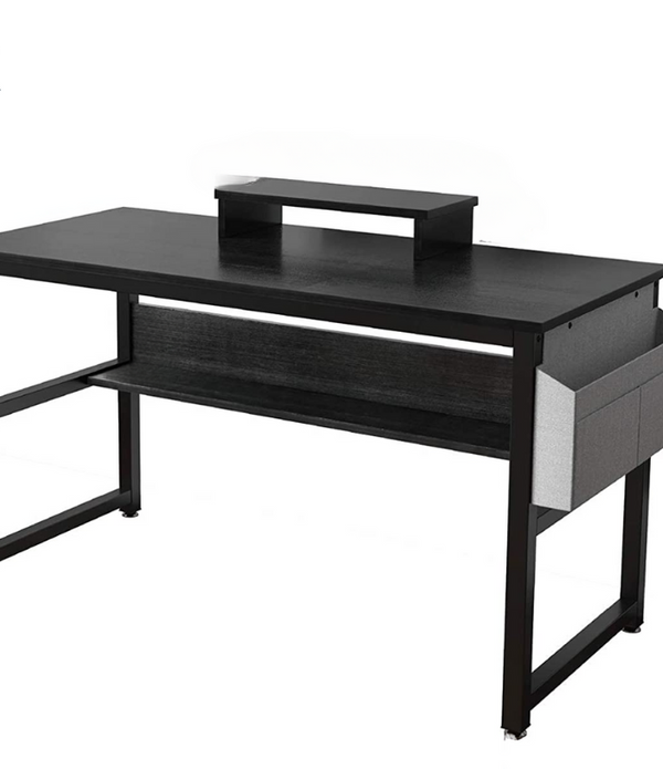 Home Office Computer Desk, Workstation Writing Desk with Storage Bag, Black