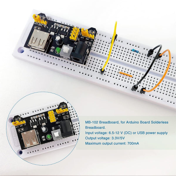 VooGenzek 4 PCS 3.3V/5V Solderless Breadboard Power Supply Module DC 6.5-12V USB