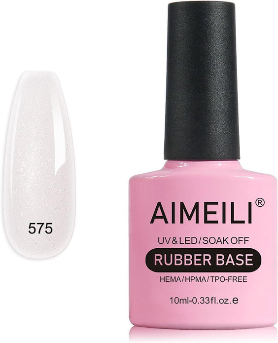 AIMEILI 5 in 1 Rubber Base Gel For Nails, Sheer Color Polish UV LED Soak Off 575