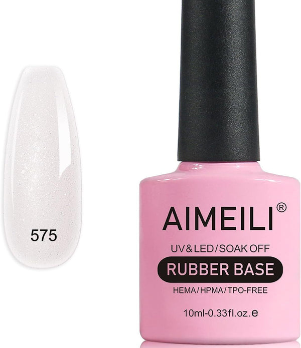 AIMEILI 5 in 1 Rubber Base Gel For Nails, Sheer Color Polish UV LED Soak Off 575