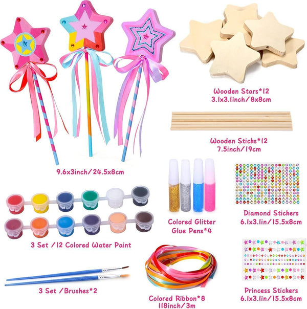 atoylink 12pcs Fairy Princess Wand Craft Kit - Ages 3-8