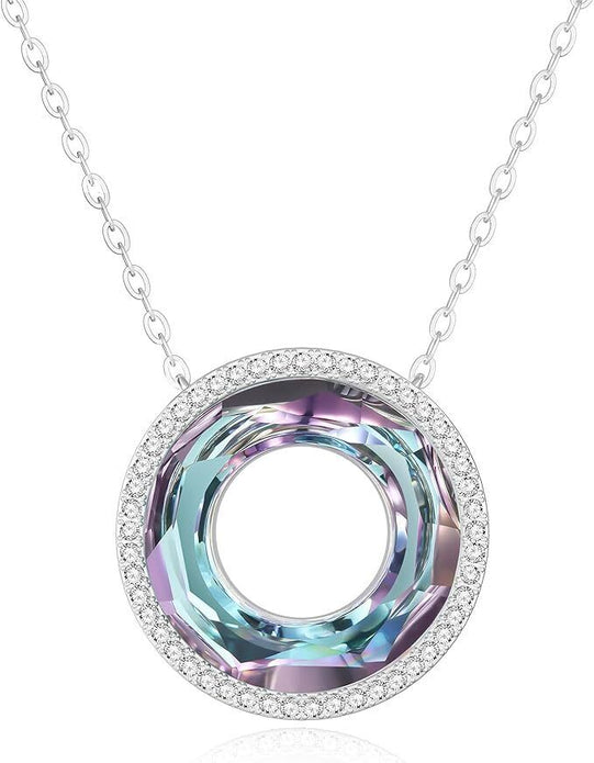 Eternal Love Circle - Crystal Pendant Sterling Silver Necklace - Louisa Secret