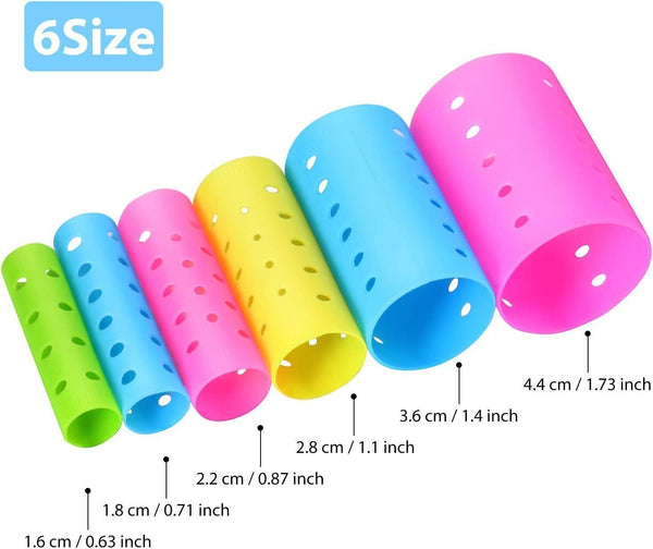 141-Piece Hair Rollers Set - 60 Plastic Rollers with Clips, Random Colors