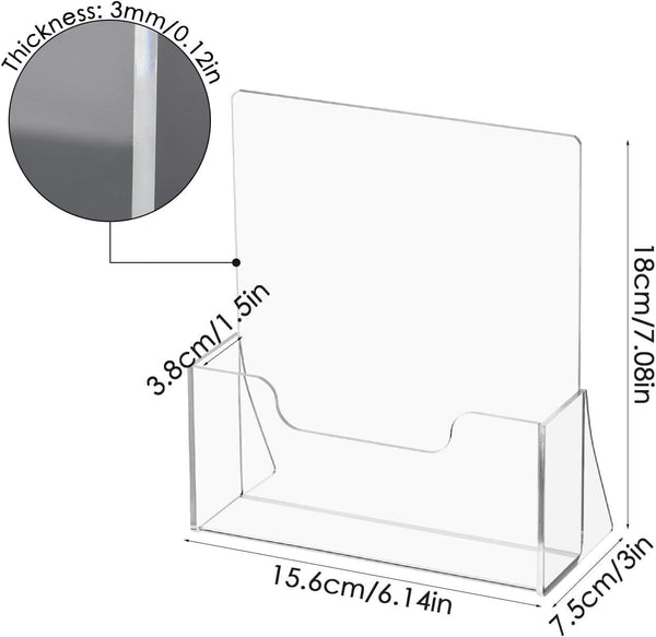 2-Pack A5 Acrylic Brochure Holder, Clear Sign Display for Leaflets & Menus