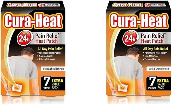 Cura-Heat Back & Shoulder Pain Heat Patches Pack of 2 Targeted 24H Pain Relief