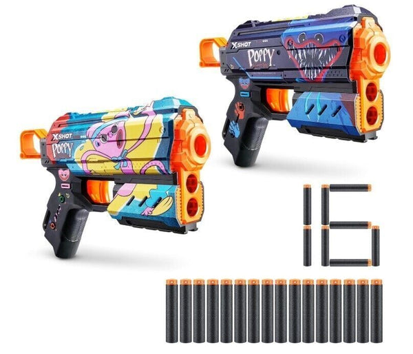 XSHOT Skins Flux Blaster 2 Pack - Jumpscare & Kissy Toy Foam Guns