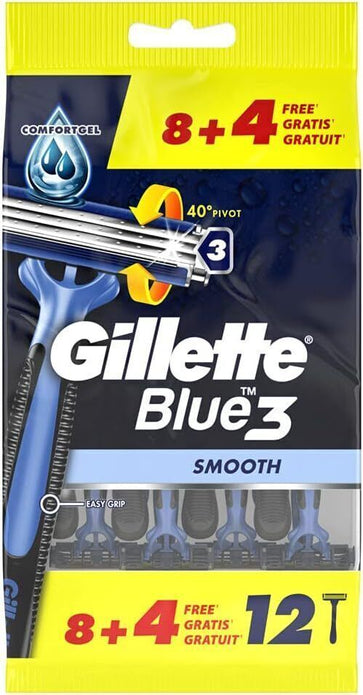 Gillette Disposable blades For Men Blue III 12 pieces, Men's Grooming Razors