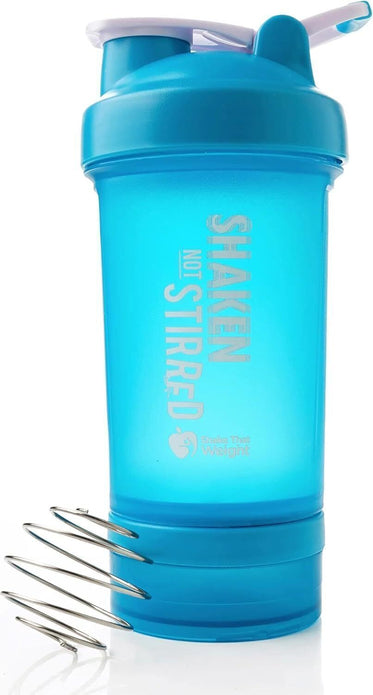 Shake That Weight Protein Shaker 450ml, Blue, with Storage & Mixer Ball