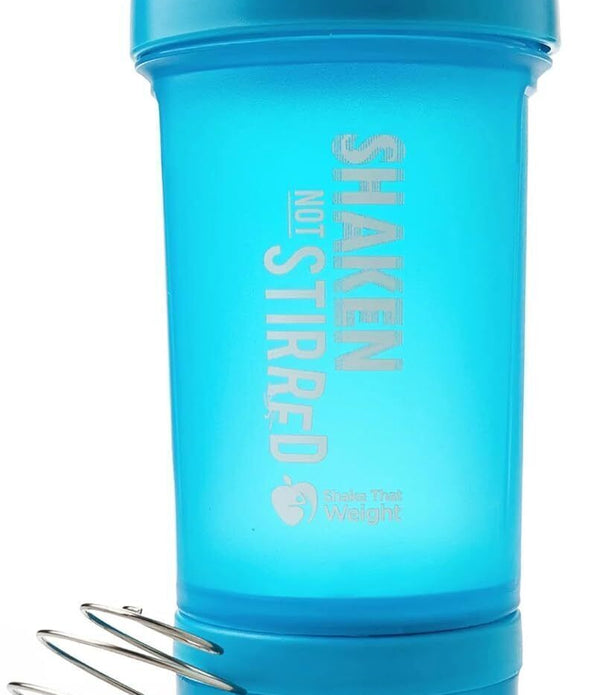 Shake That Weight Protein Shaker 450ml, Blue, with Storage & Mixer Ball