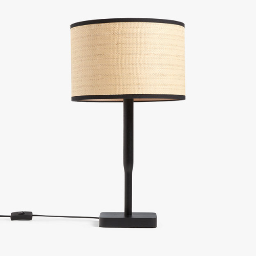 John Lewis Serenity Table Lamp Natural Woven, H53.3 x Dia.30.5cm, Black/Natural