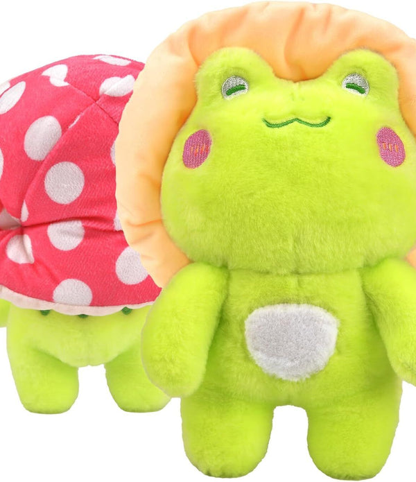 25cm Mushroom Frog Plush Toy with Hat - Cute Stuffed Cuddly Gift for Kids