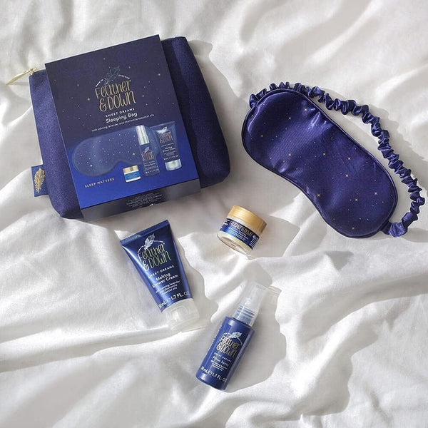 Feather & Down Sleeping Bag Gift Set - Eye Mask, Sleep Balm, Pillow Spray