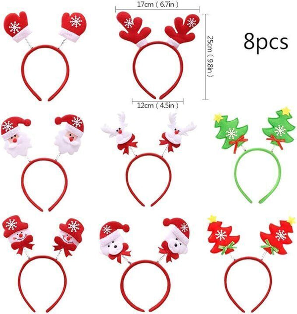 Christmas Headbands 8PCS, Santa Claus & Reindeer Hair Bands for Kids & Adults