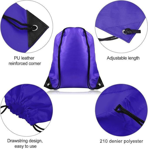 Nylon Drawstring Rucksack Bag Swimming School PE Kit Sport Kids - 15 Pack