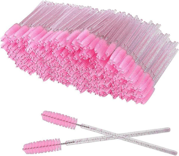 XPP 100pcs Disposable Eyelash Brushes  Crystal Pink Makeup Tools