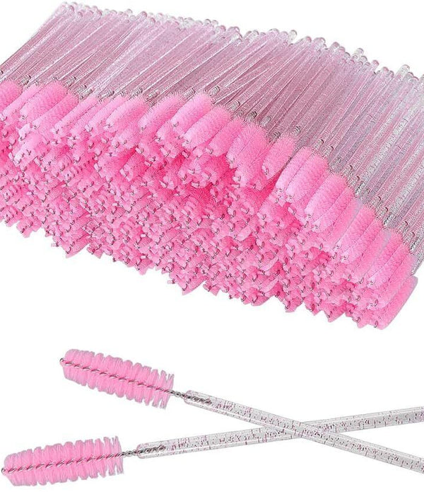 XPP 100pcs Disposable Eyelash Brushes  Crystal Pink Makeup Tools