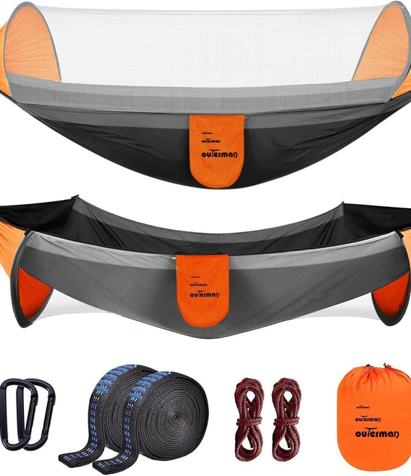 Outerman Camping Hammock w/ Mosquito Net - Lightweight, Portable