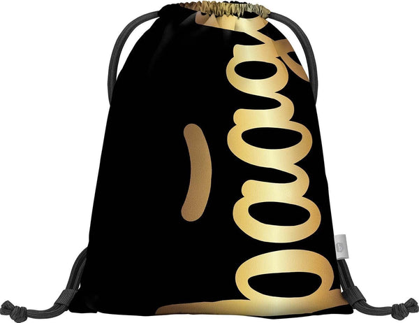 Drawstring Gym Sack, School & Swimming Bag for Kids - Black & Gold