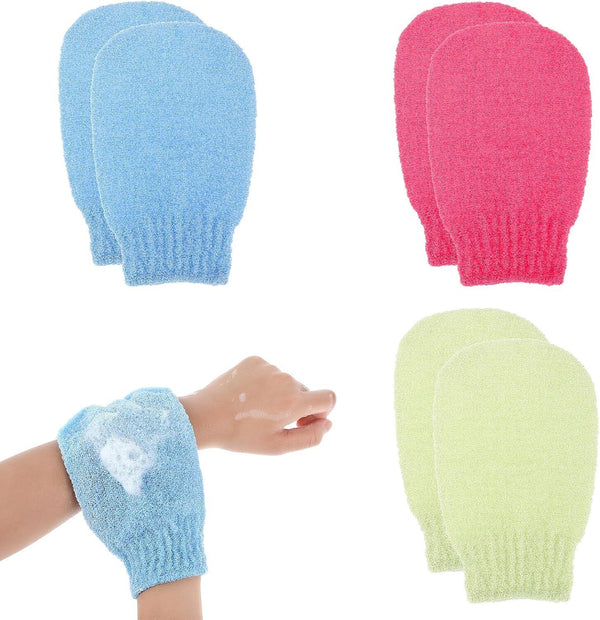 WLLHYF 3 Pairs Korean Exfoliating Gloves - Double Sided Body Scrub Mitts