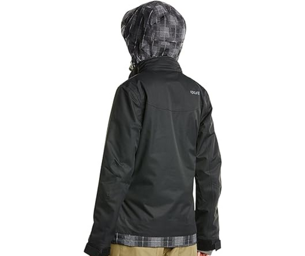 Ripcurl Pooka Women's Snow Jacket, Water Resistant Zip, Moonless Black, X-Small