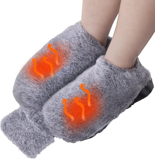 WARMTUYO Heated Foot Warmer - Plush Cover Hot Water Bottle for Pain Relief