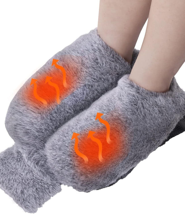 WARMTUYO Heated Foot Warmer - Plush Cover Hot Water Bottle for Pain Relief