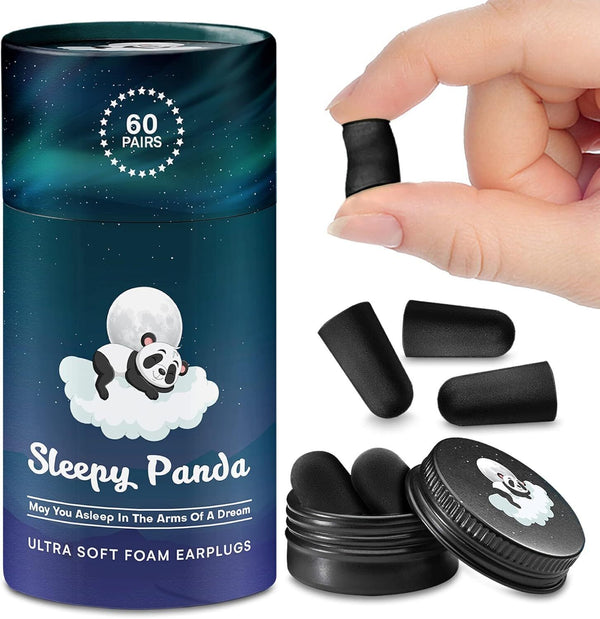 Sleepy Panda Noise Cancelling Foam Earplugs for Sleep 60 Pairs 38DB Black Soft