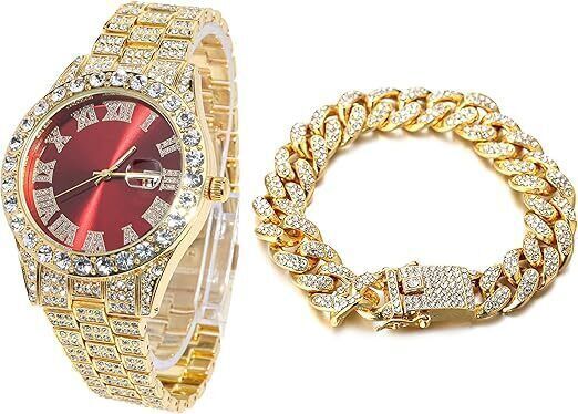 Halukakah Diamonds Gold Watch Iced Out - 18K Gold Plated, Free Gift