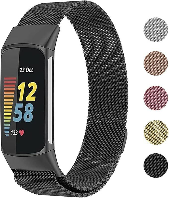 Metal Mesh Loop Bands for Fitbit Charge 5/Charge 6 - Adjustable Stainless Steel