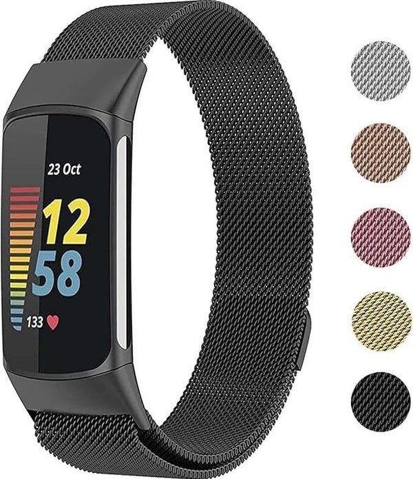 Metal Mesh Loop Bands for Fitbit Charge 5/Charge 6 - Adjustable Stainless Steel