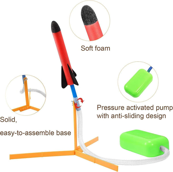 HONGECB Toy Rocket Launcher with 3 Foam Rockets - Outdoor Kids Science Game