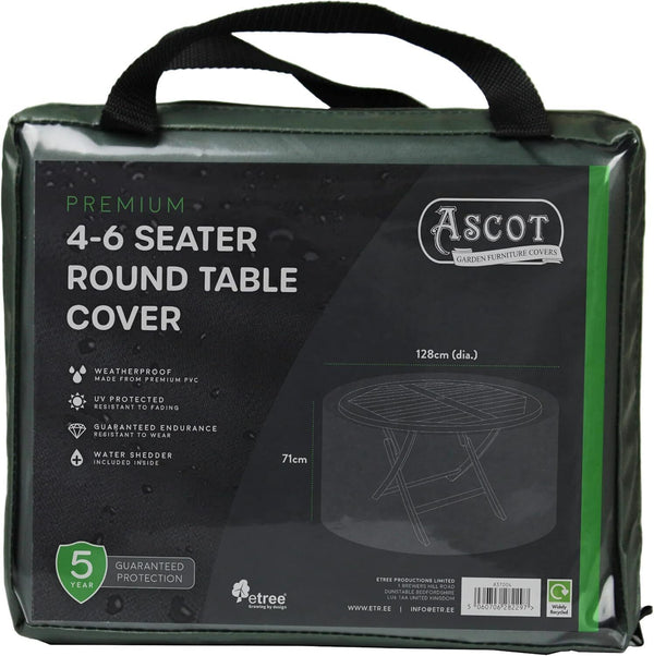 Ascot Premium Round Table Cover, 128cm x 71cm, Grey, Fits 4-6 Seats