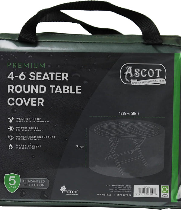 Ascot Premium Round Table Cover, 128cm x 71cm, Grey, Fits 4-6 Seats