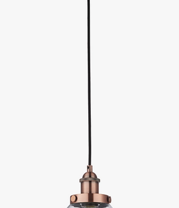 Bay Lighting Carter Ceiling Light - Aged Copper - Glass Shade -Drop 40-127cm