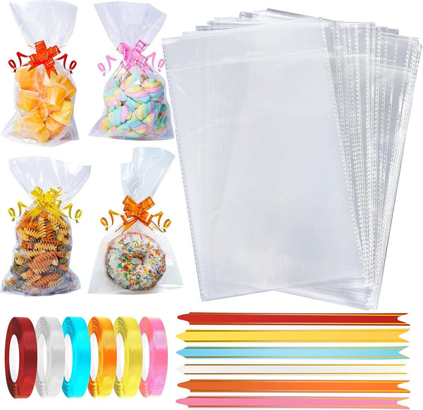 Cellophane Bags Pack of 60 Food Safe 6x10 Inch Sweet Cookie Bags Clear Flat