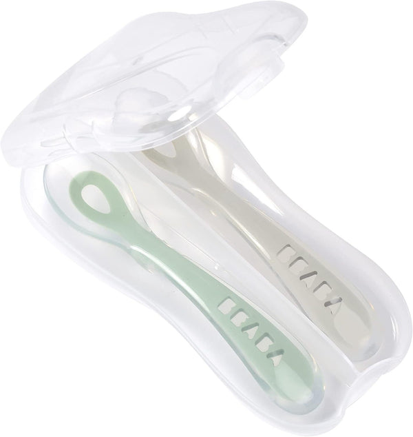 BEABA Self-Infed Spoon Game for Travel, Silicone Baby Spoons, Safe Use