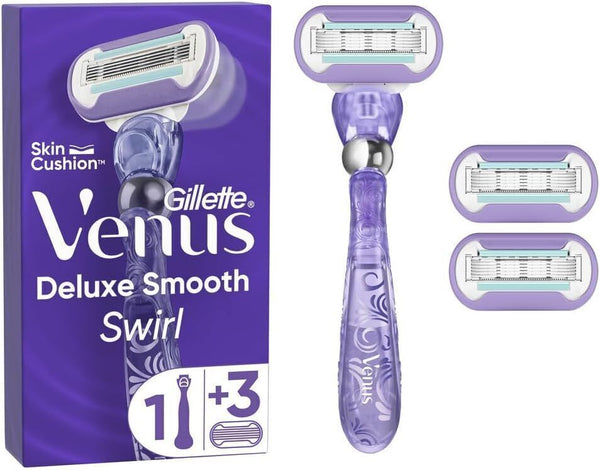 Gillette Venus Deluxe Smooth Swirl Women's Razor with 3 Replacement Cartridges