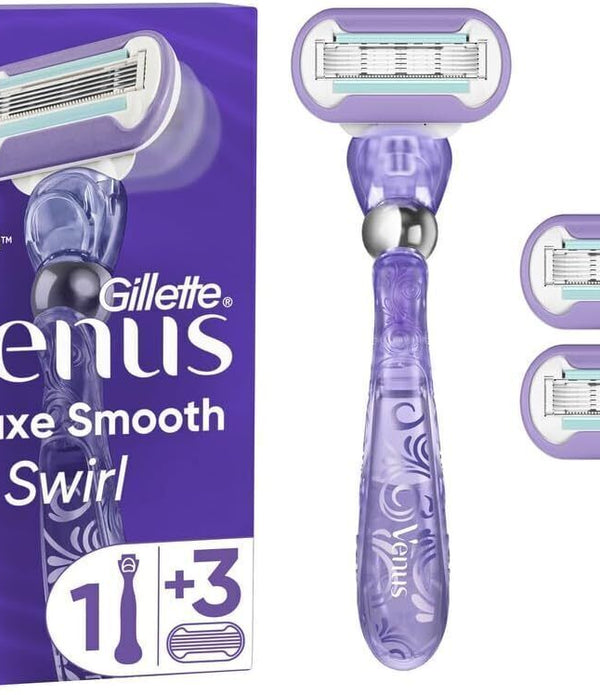 Gillette Venus Deluxe Smooth Swirl Women's Razor with 3 Replacement Cartridges