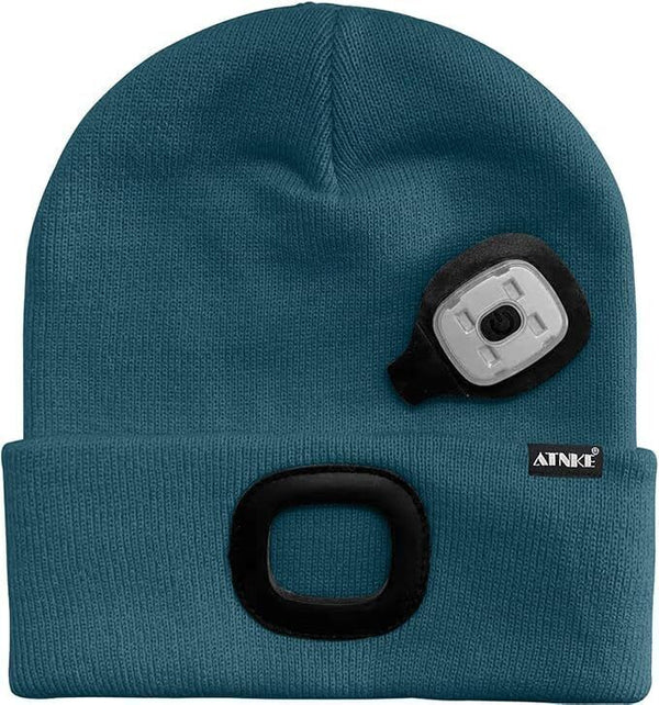 ATNKE 4LED Light Up Beanie Cap USB Rechargeable Running Hat Ultra Bright Green