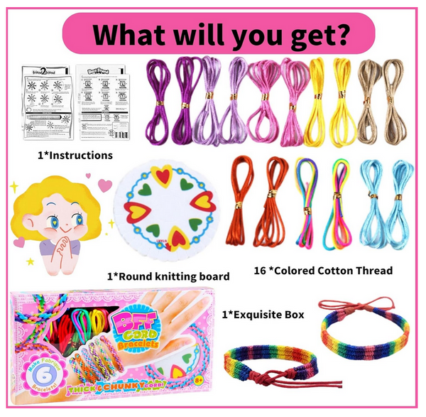 Friendship Bracelet Kit, DIY Craft Set for Kids 6-12 Years Old - Multicolor