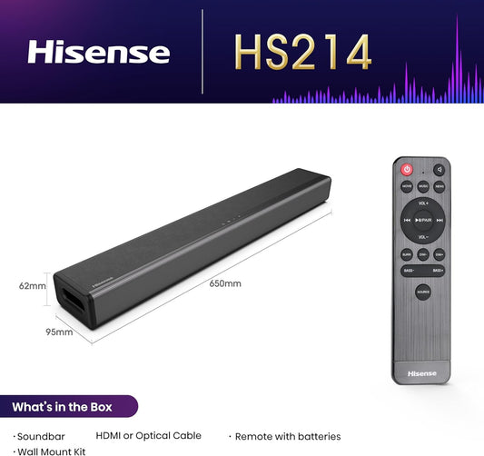 HISENSE HS214 2.1 All-in-one Sound Bar, Black