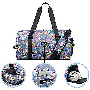 zootop Gym Bag Waterproof Sports Duffel Dry Wet Compartment Flower Pattern