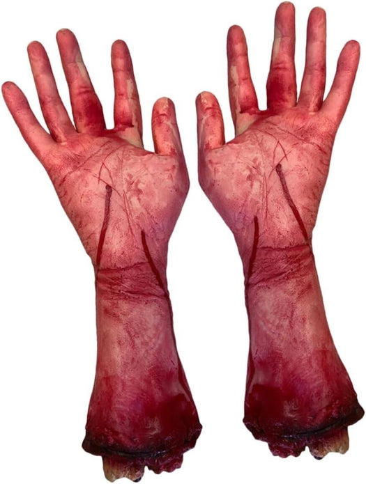 2pcs Horror Prosthetic Hand Decoration Halloween Party Prank Fake Creepy Props