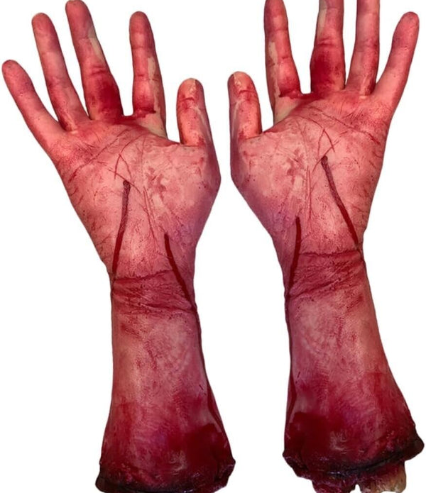 2pcs Horror Prosthetic Hand Decoration Halloween Party Prank Fake Creepy Props